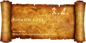 Kotvics Lili névjegykártya