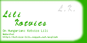 lili kotvics business card